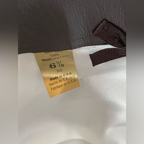 Capas Design Fedora Hat 100% Wool Feather Made in USA Medium 6 7/8 Brown - Picture 7 of 7